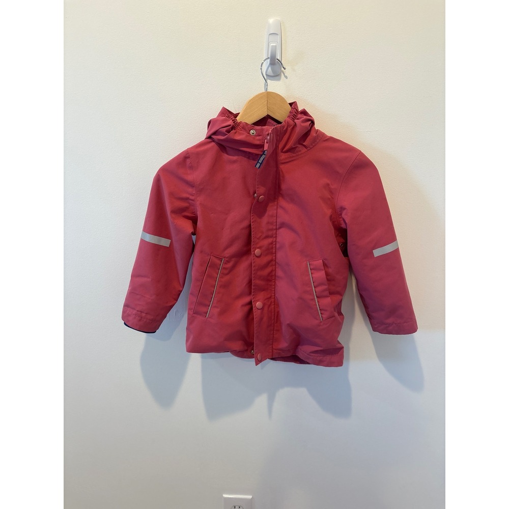 Mini Boden Girls Pink Hooded Windbreaker Jacket Reflective 4-5Y Striped Lining